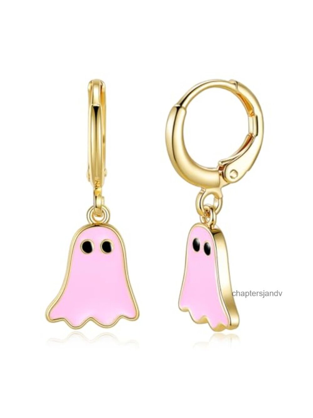 Ghost Earrings 14K Gold Plated Hoop Dangle Halloween Jewelry
